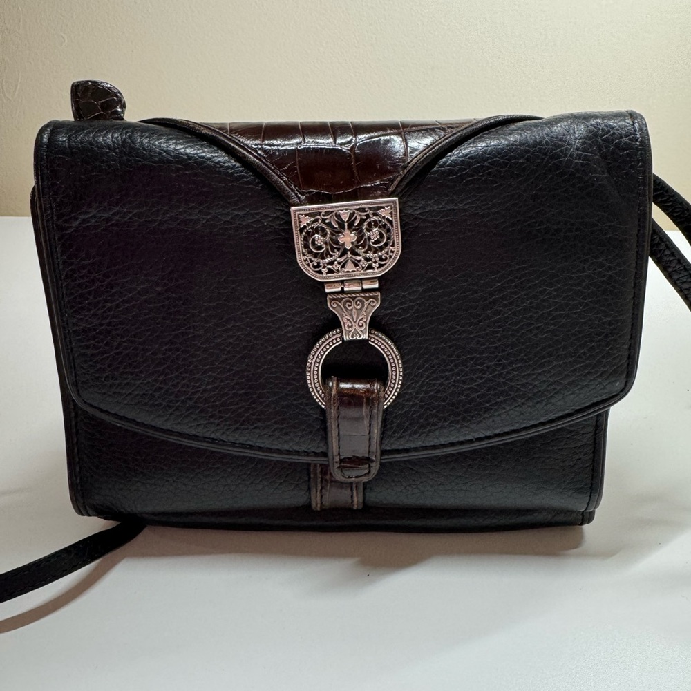 Brighton Nepal Organizer Pebble Italian Crocodile Embossed Leather Crossbody Bag - Picture 4 of 16